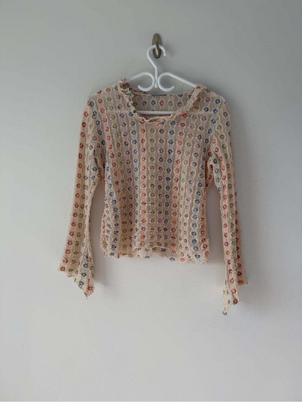 Sheer cream long sleeve